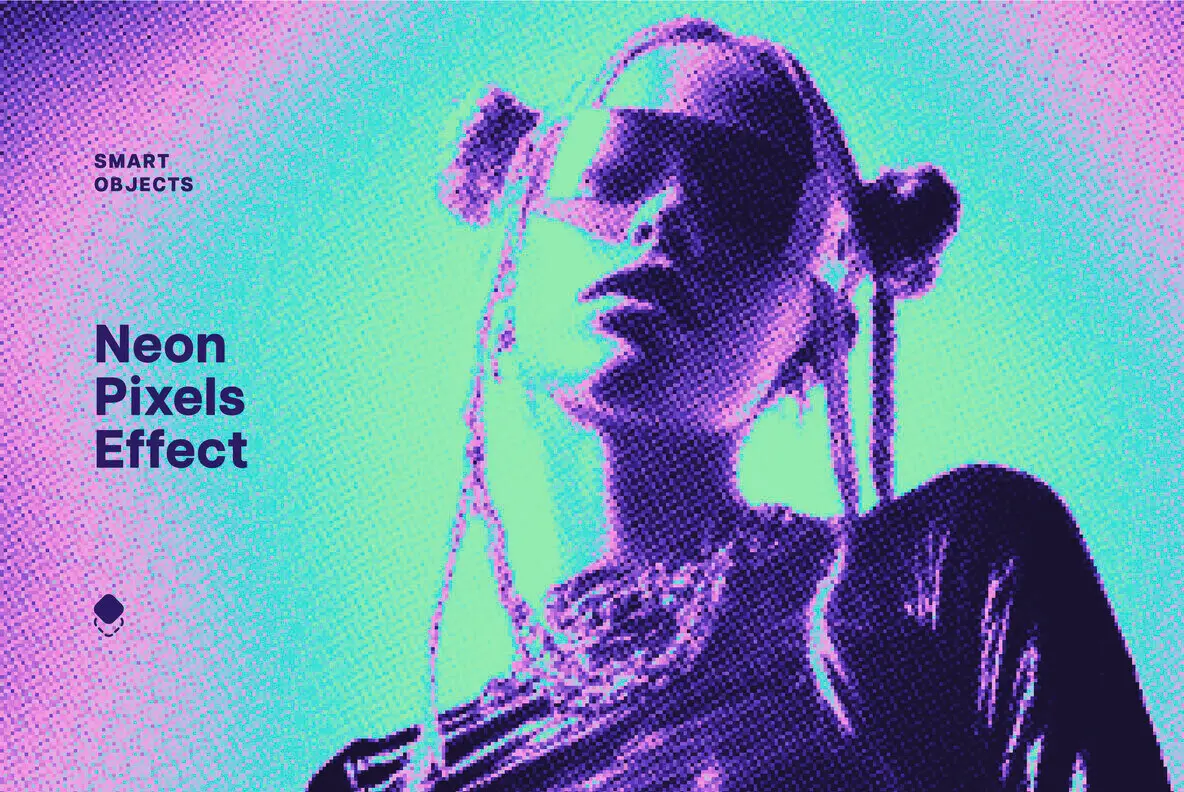 Neon Pixels Photo Effect