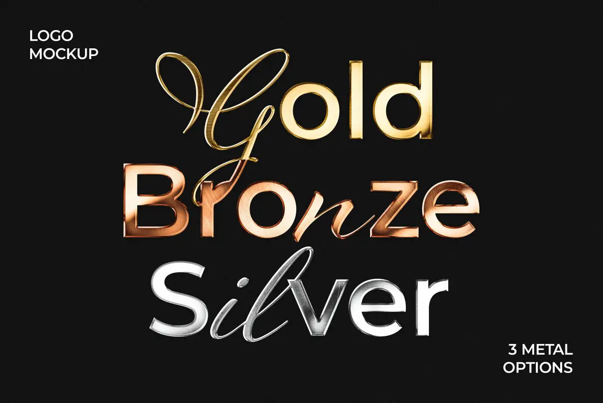 Metallic Text and Logo Mockup