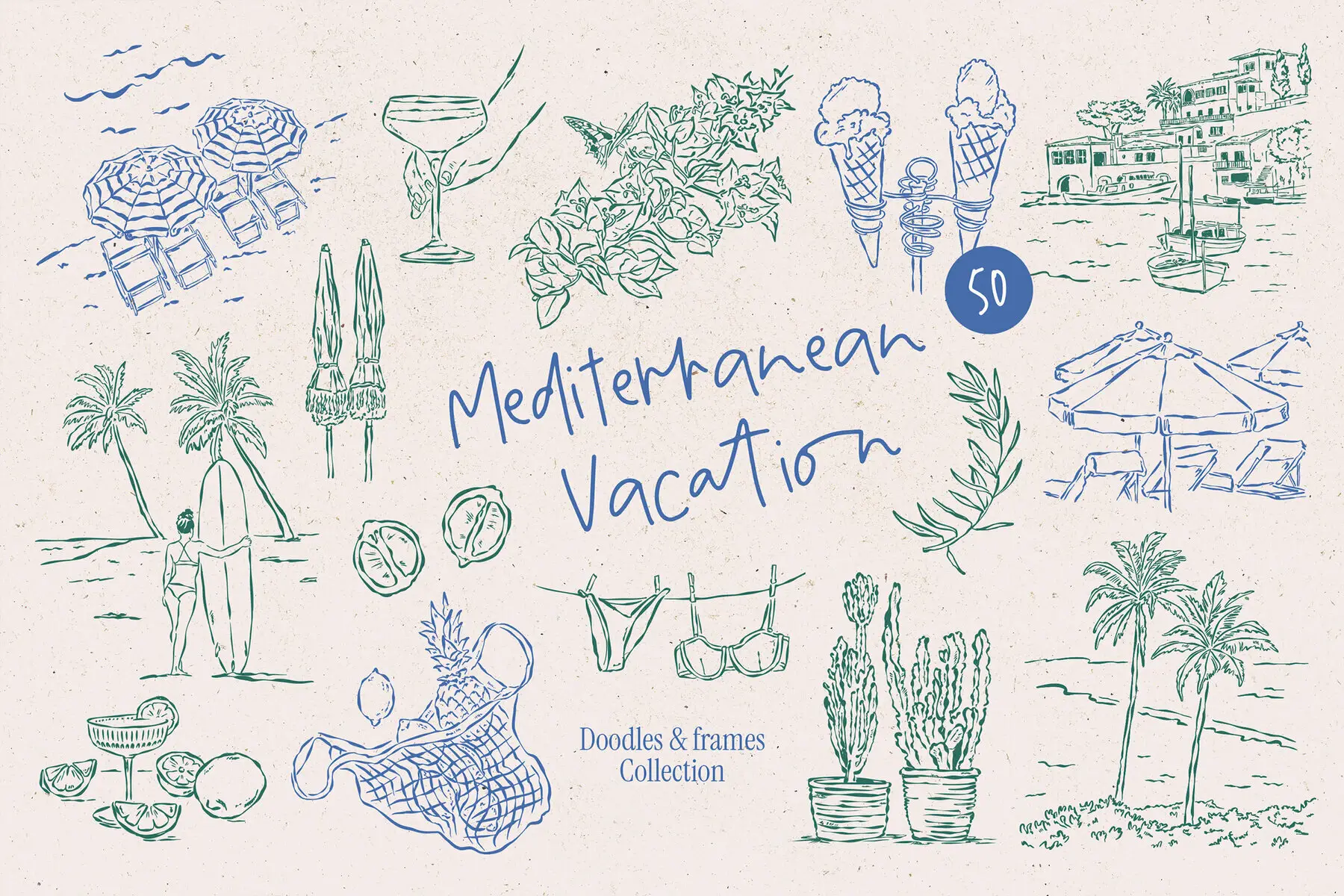Mediterranean Vacation Illustrations