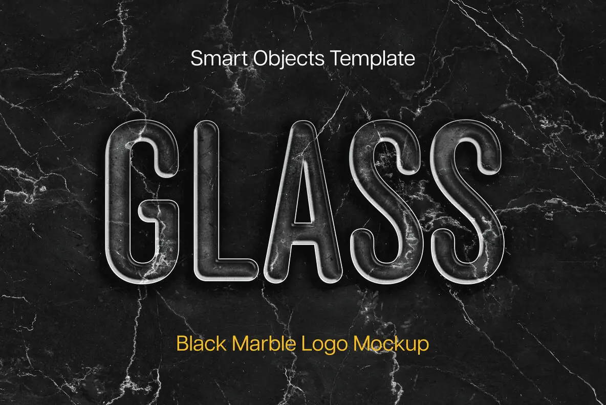 Black Marble Text and Logo Mockup