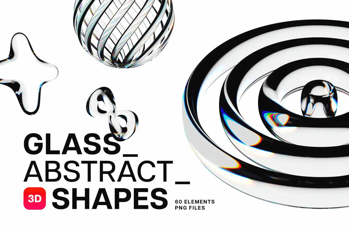 3D Glass Abstract Shapes