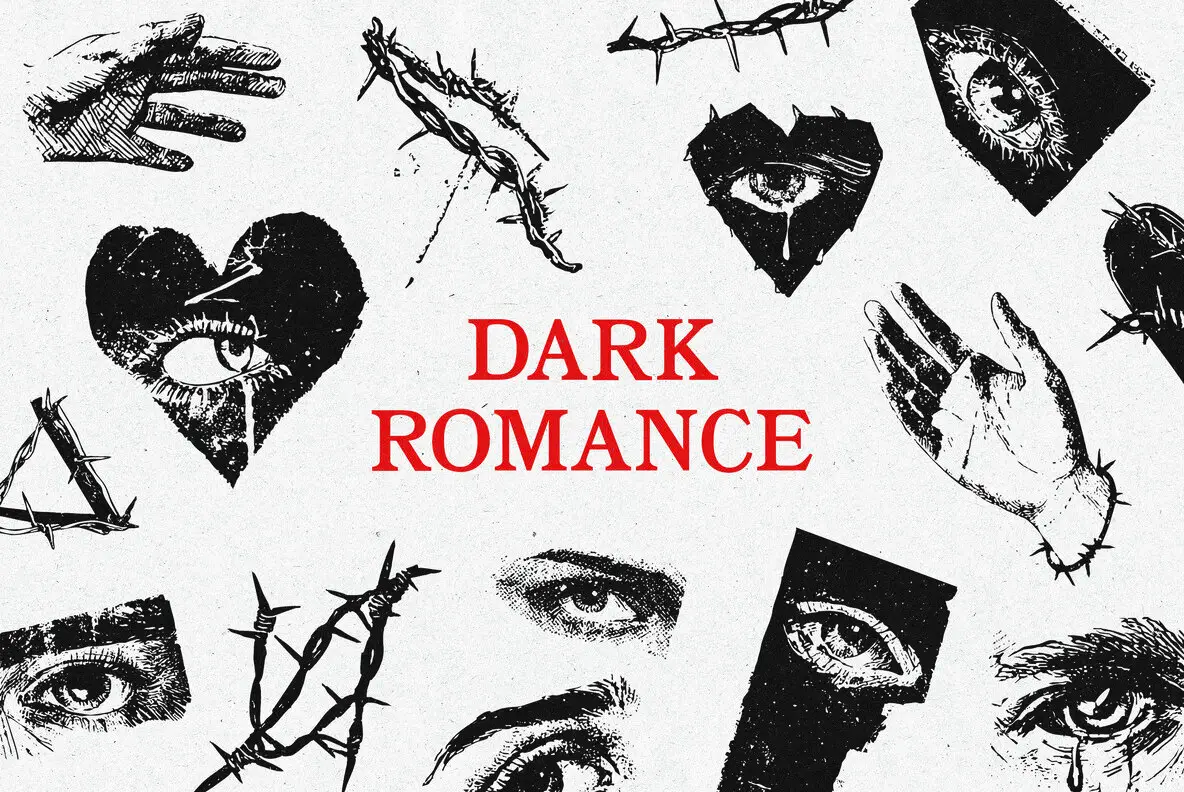 Dark Romance Hand Drawn Elements