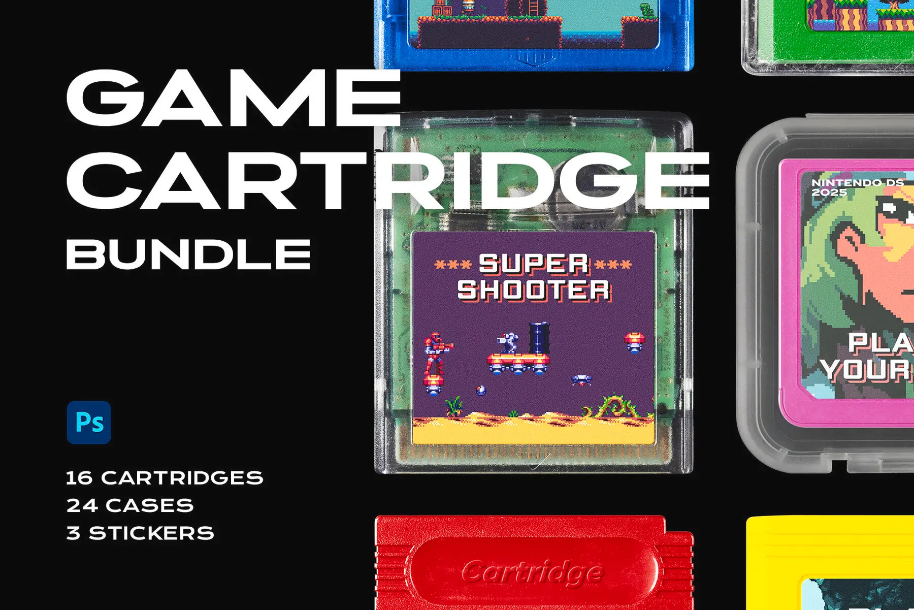 Game Cartridge Mockup Bundle Retro