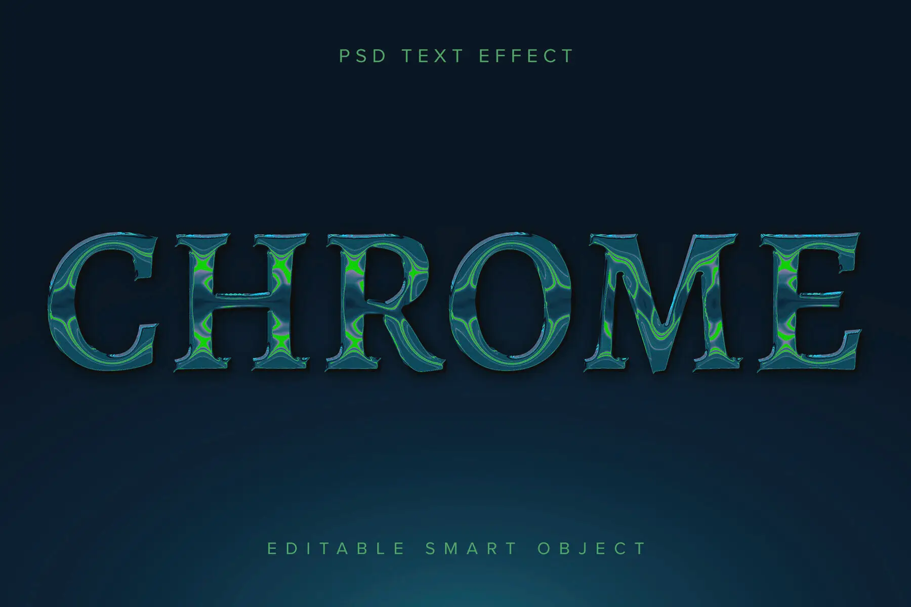 Green Chrome Text Effect Mockup