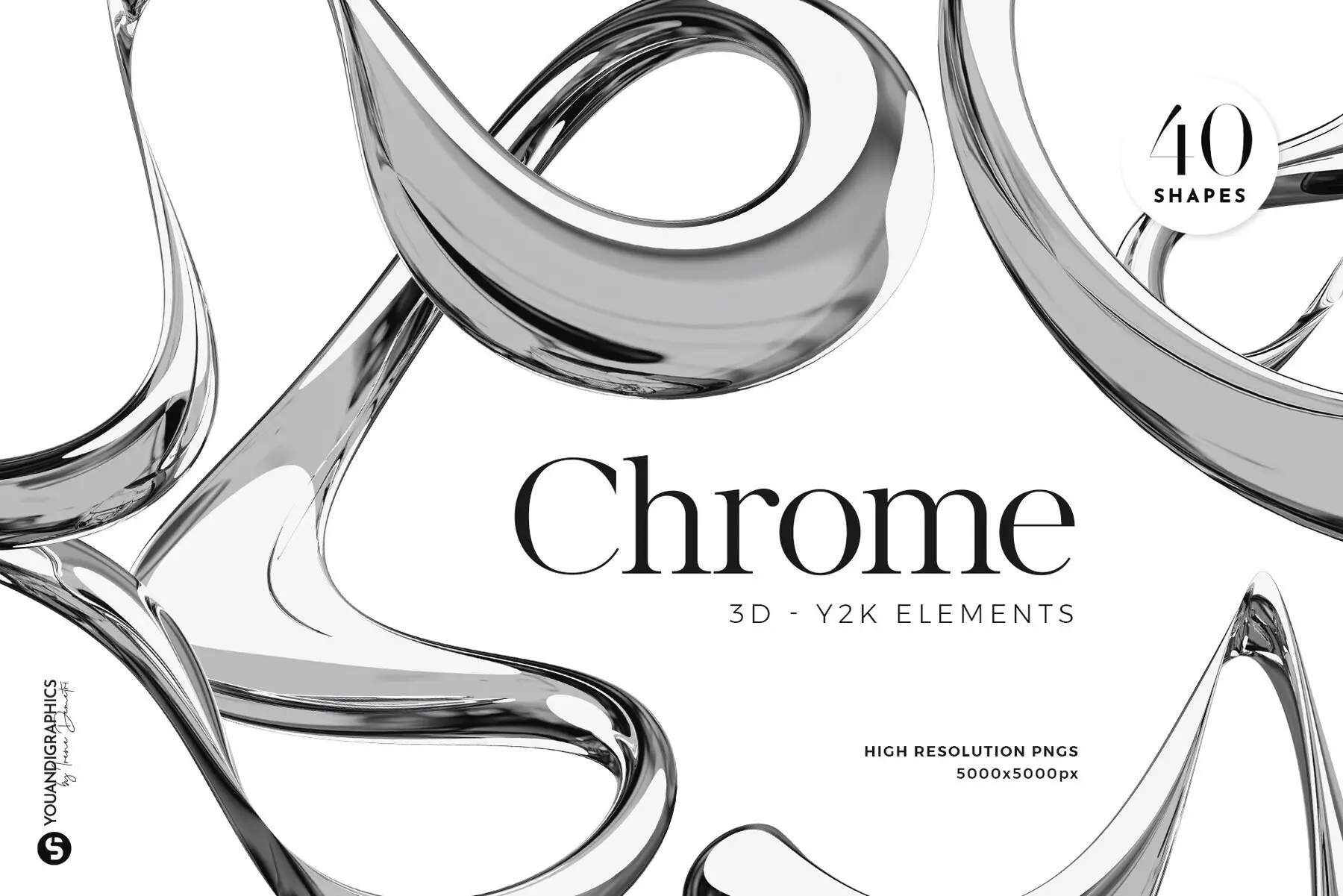 Liquid Chrome Abstract 3D Elements