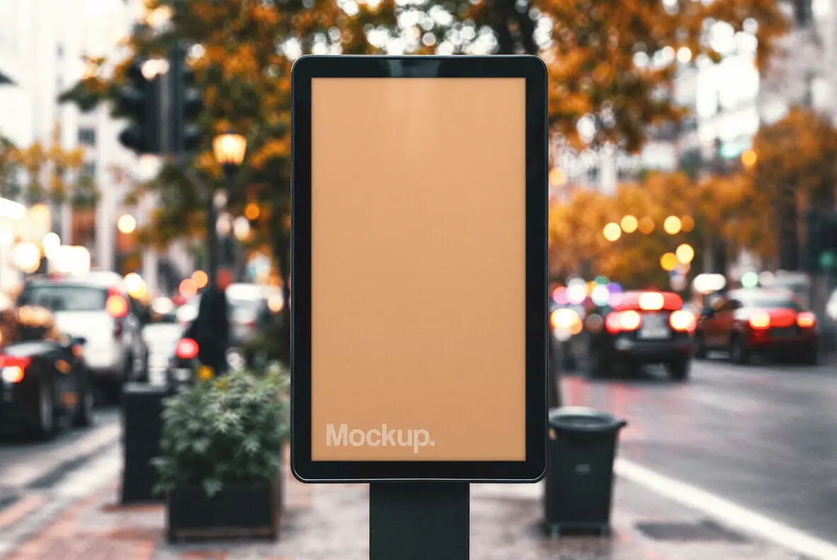 Outdoor Vertical Billboard Mockup