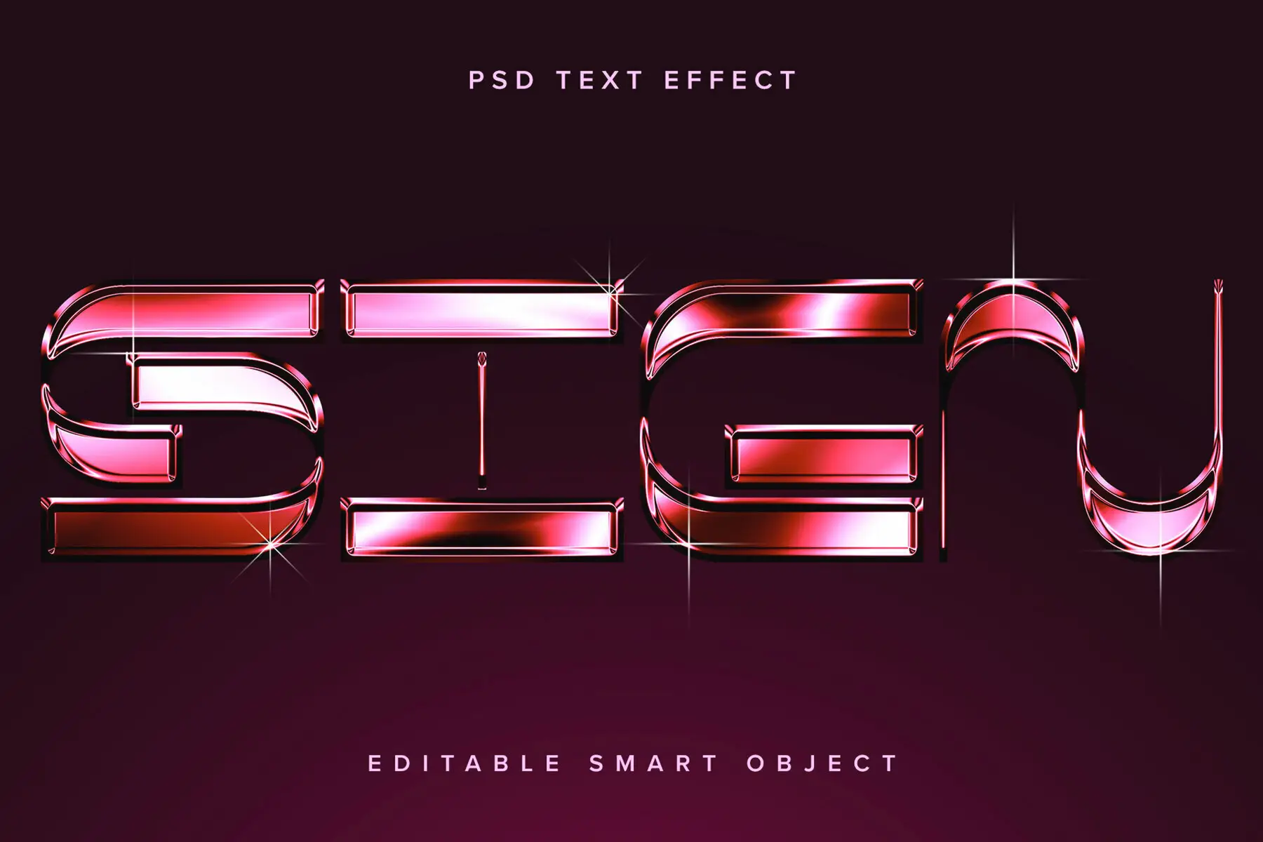 Pink Chrome Text Effect Mockup