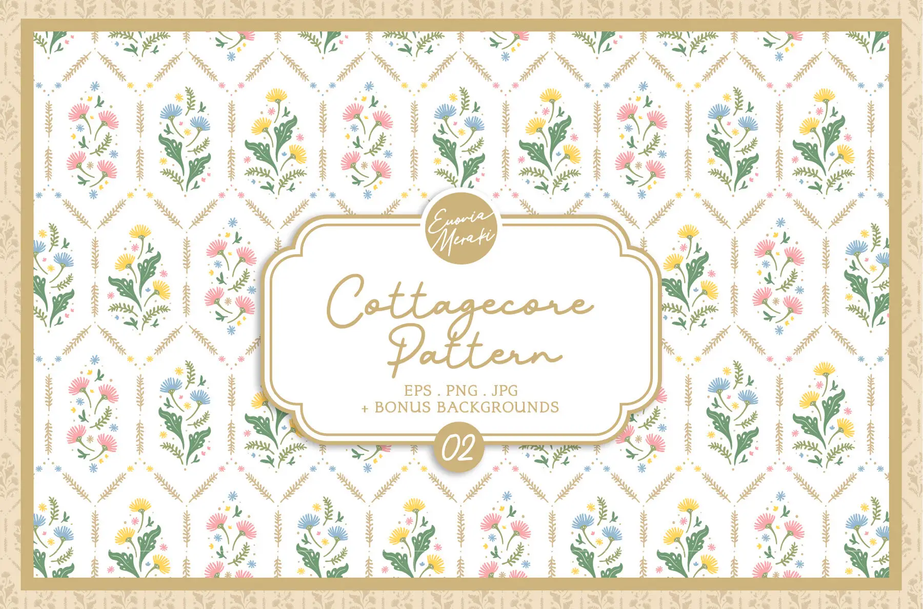 Cottagecore Pattern 2 Vintage Floral