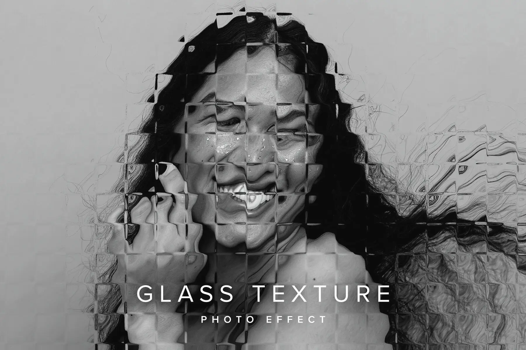 Distorted Glass Texture Image Effect Mockup