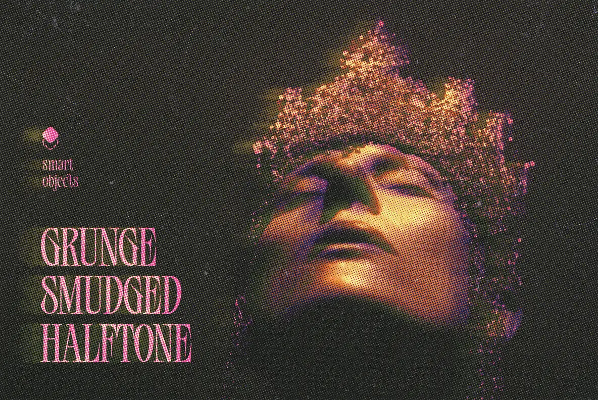 Grunge Smudged Halftone Photo Effect