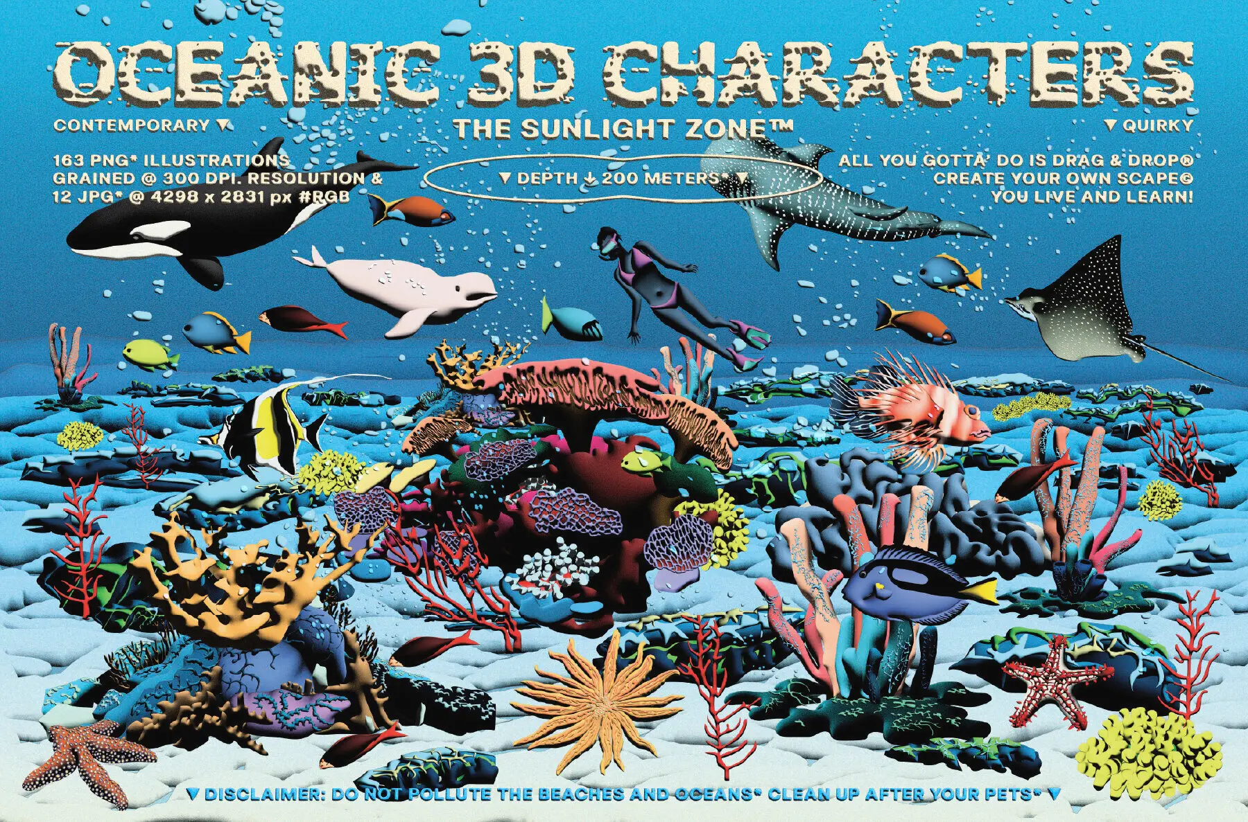 Oceanic 3D Characters - The Sunlight Zone
