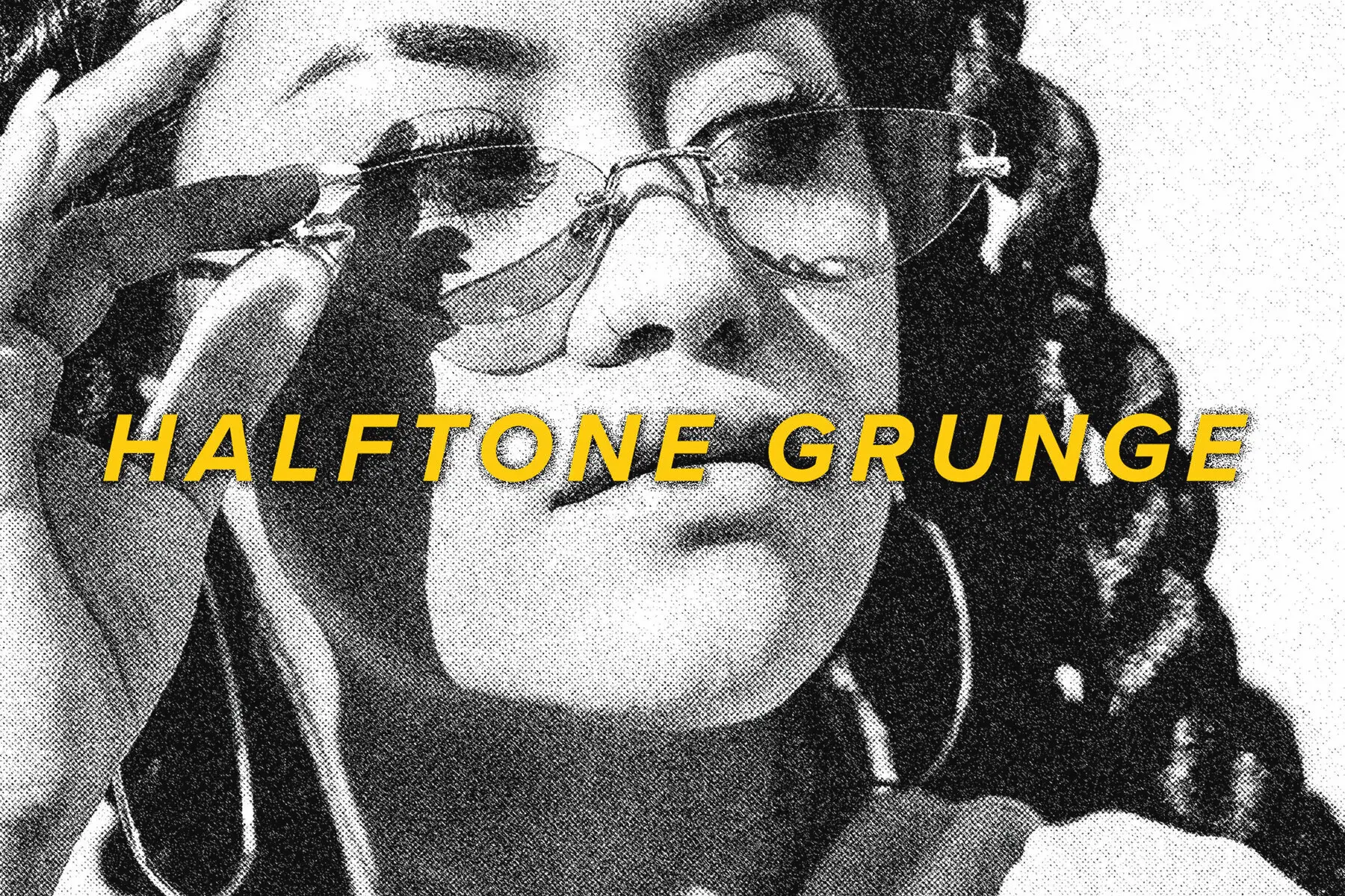 Black and White Halftone Image Effect Mockup