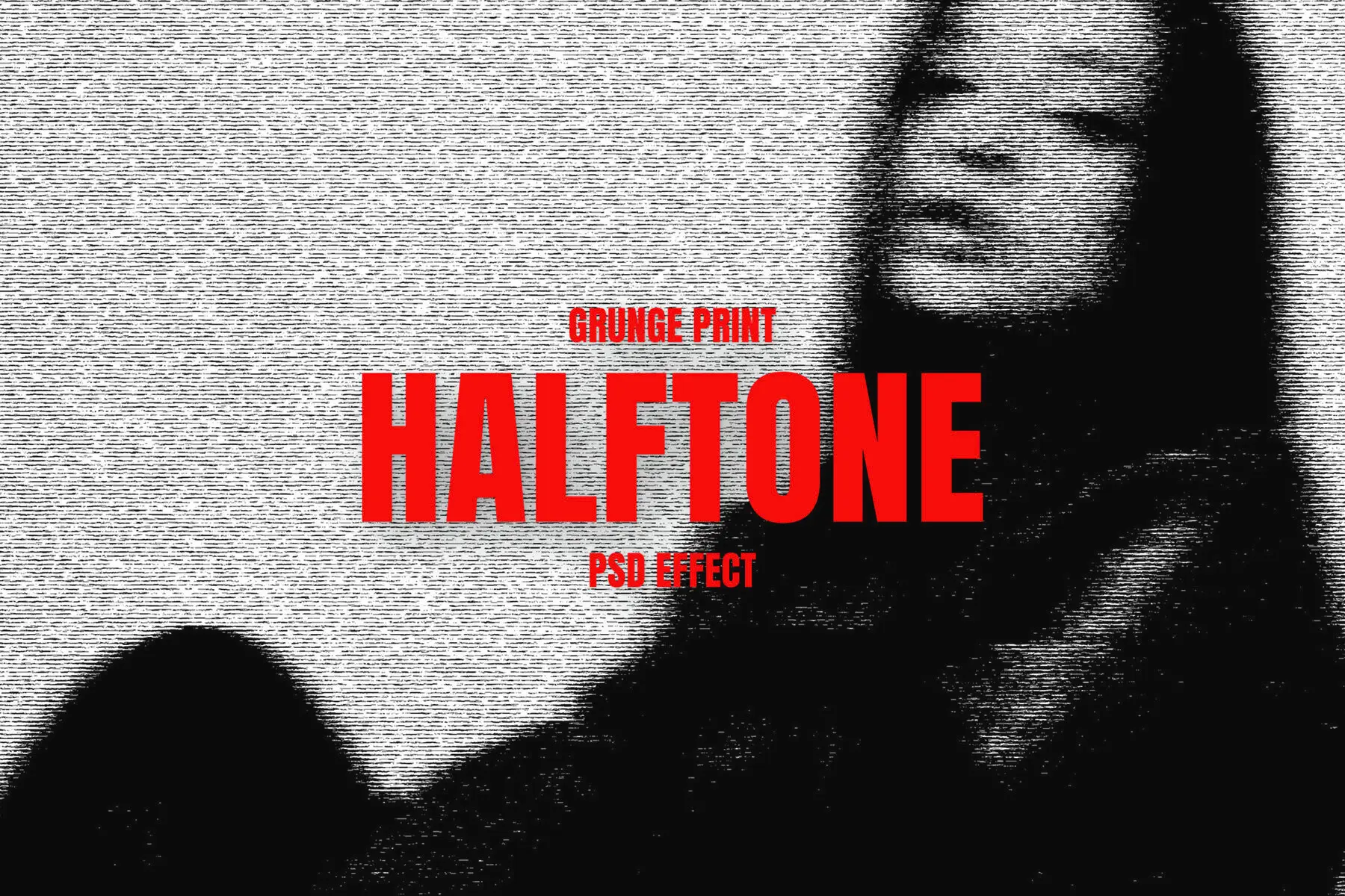 Grunge Halftone Image Effect Mockup