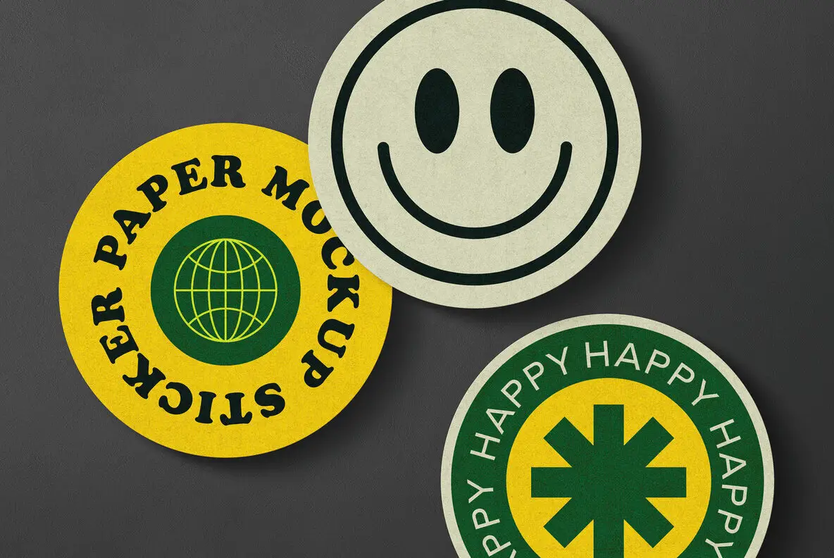 Round Paper Stickers Mockup
