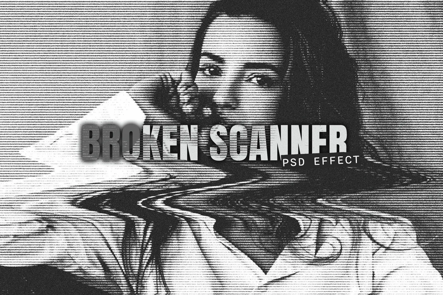 Broken Scanner Image Effect Mockup