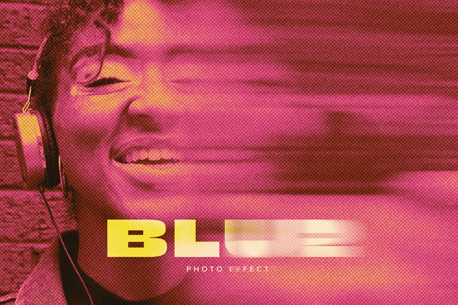 Halftone Smudge Image Effect Mockup