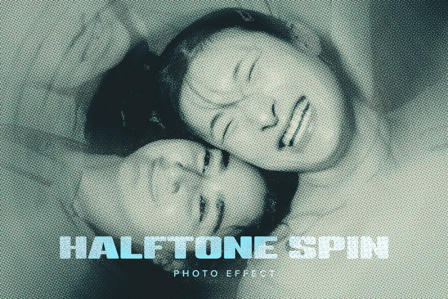 Halftone Spin Blur Image Effect Mockup