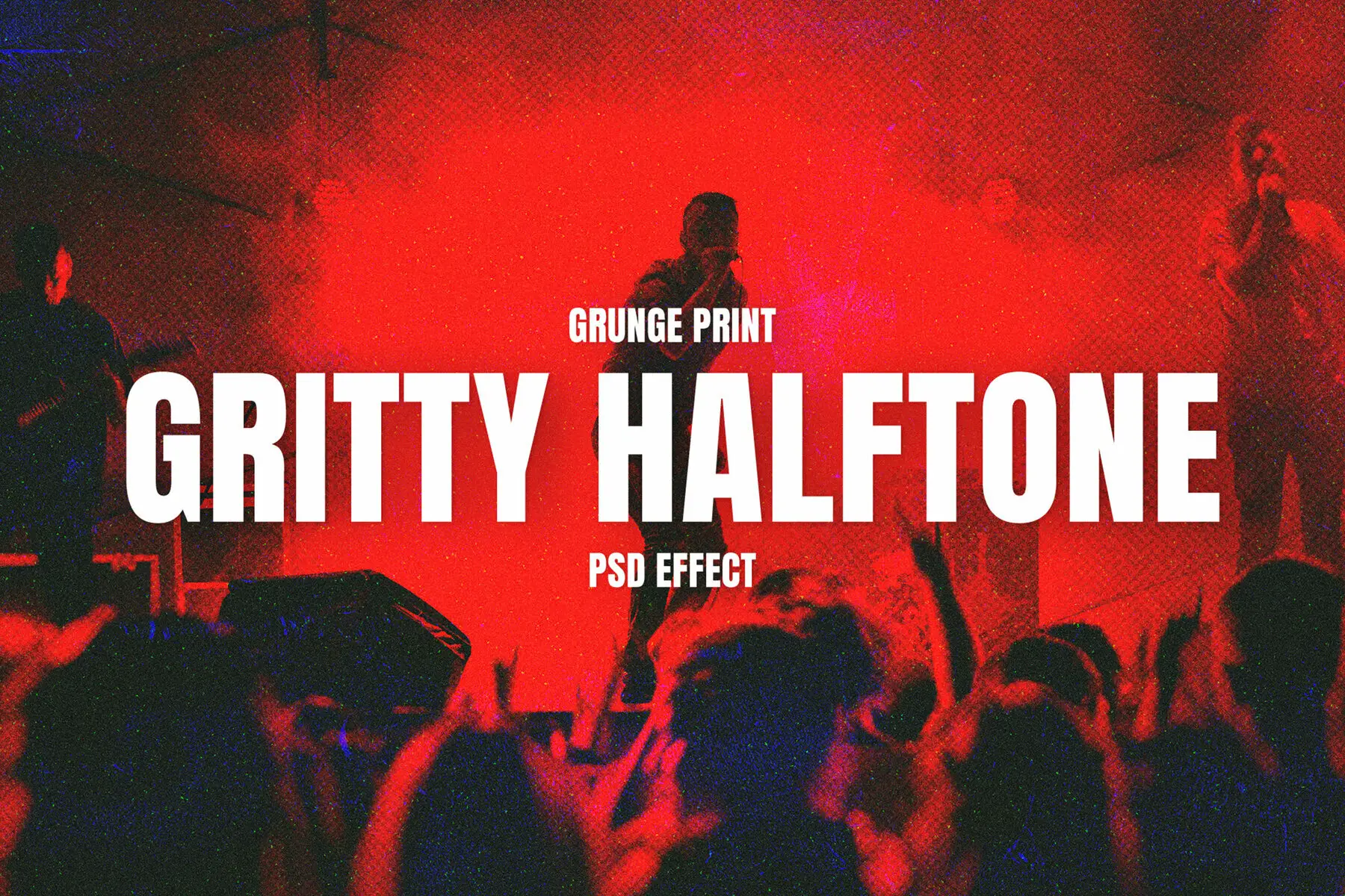 Red Gritty Halftone Image Effect Mockup