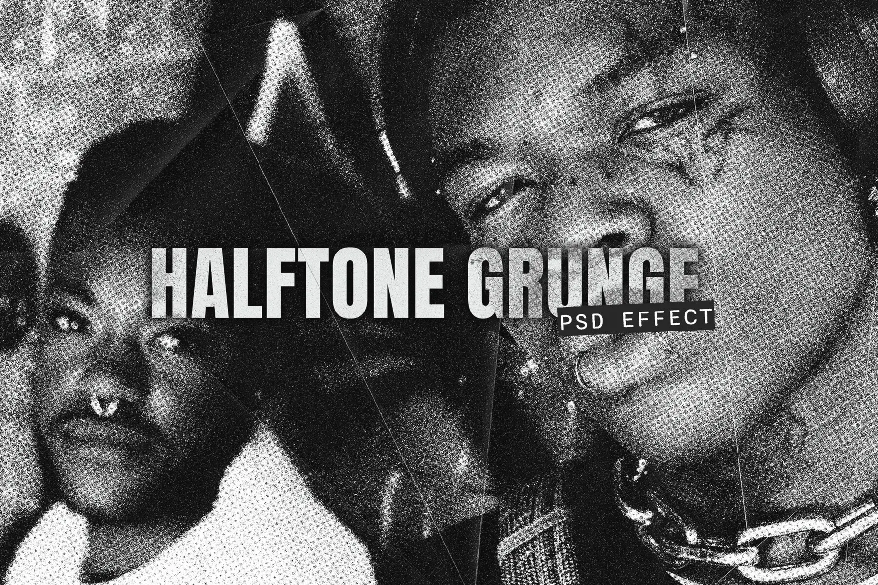 Halftone Grunge Image Effect Mockup