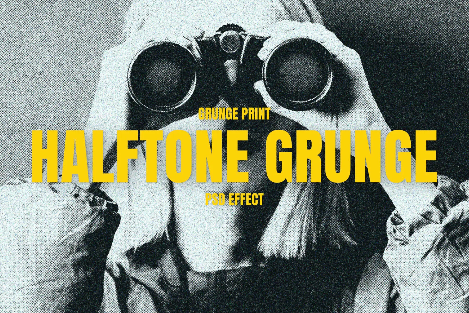 Halftone Grunge Image Effect Mockup