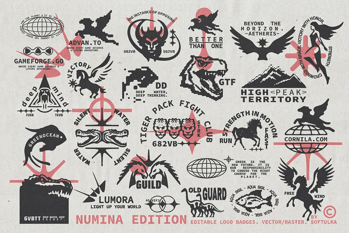 Numina Editable Logo Badge Set