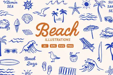 Beach Illustration Set