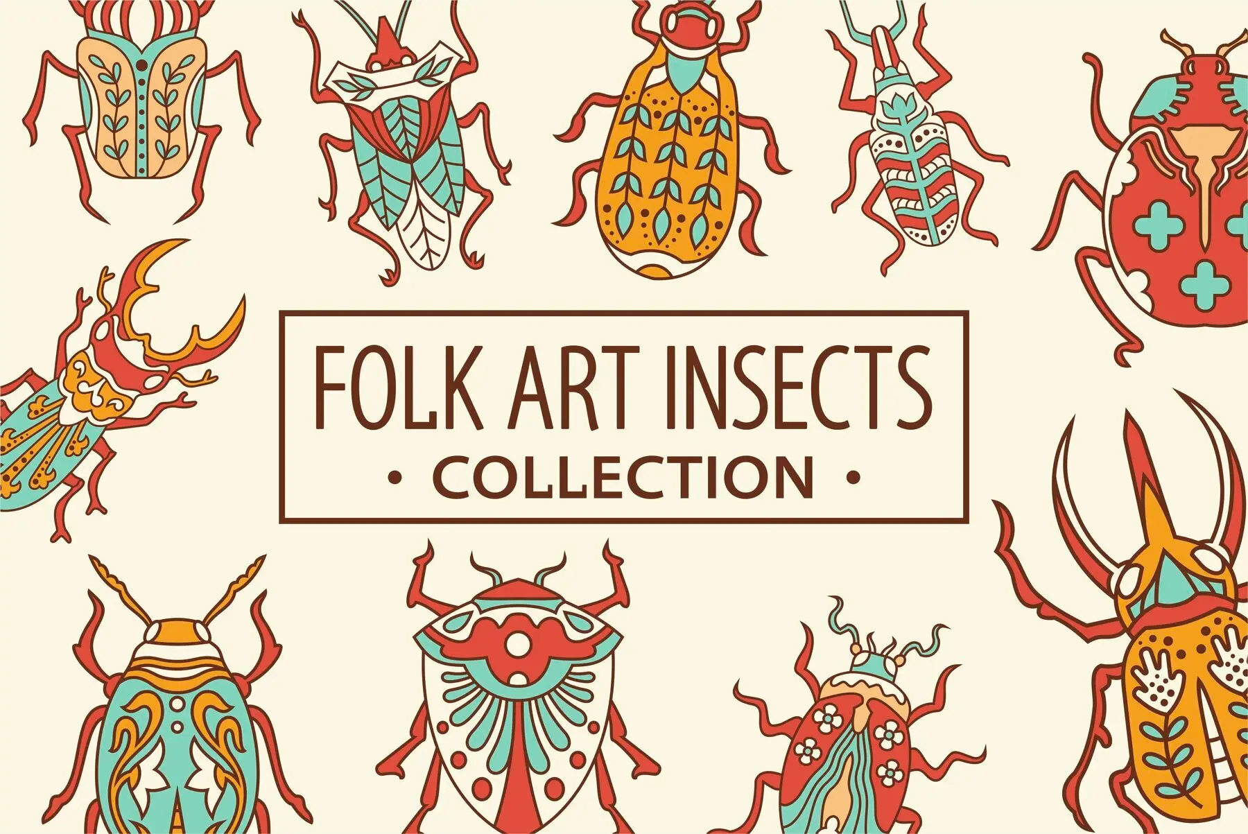 Folk Art Insect Illustrations