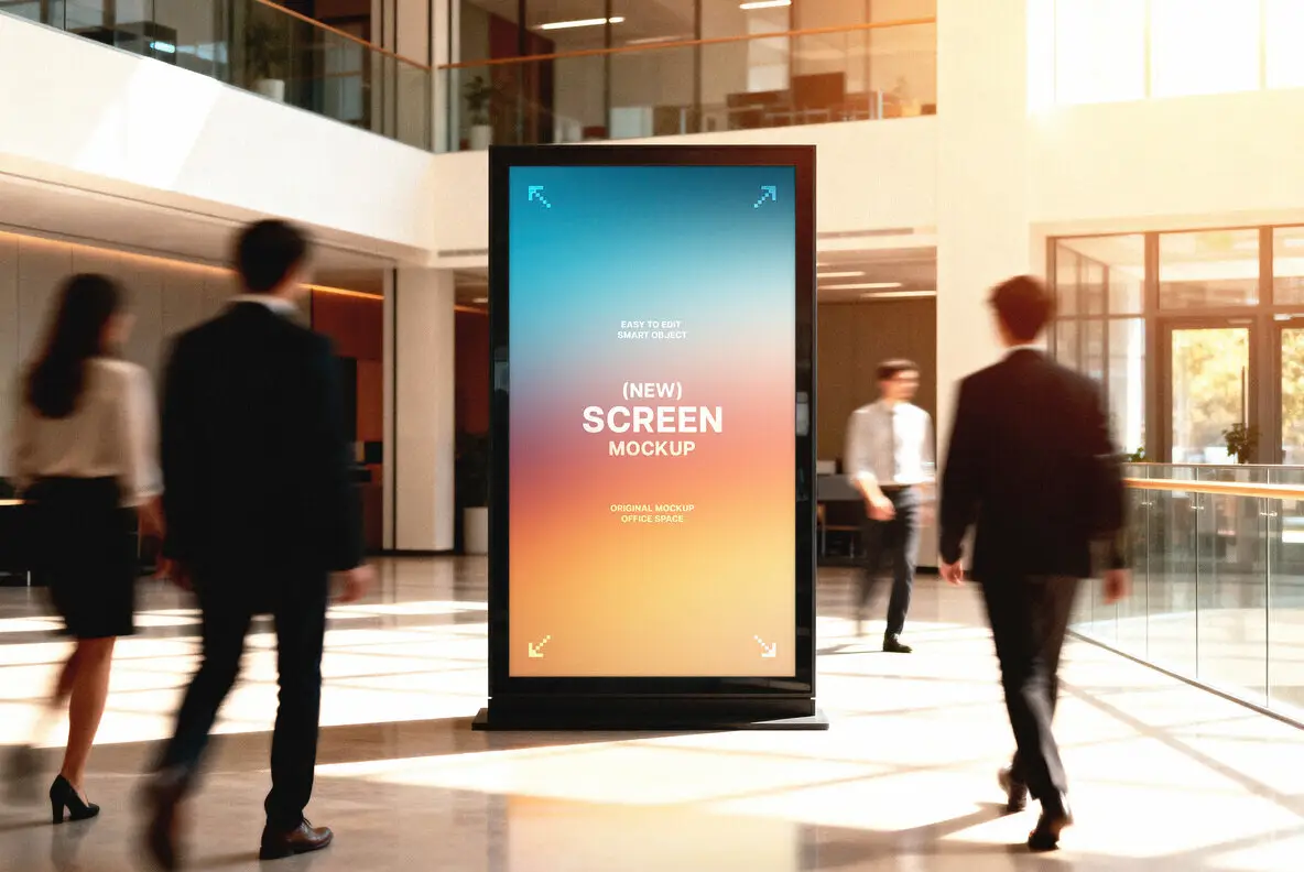 Vertical Office Digital Signage Mockup