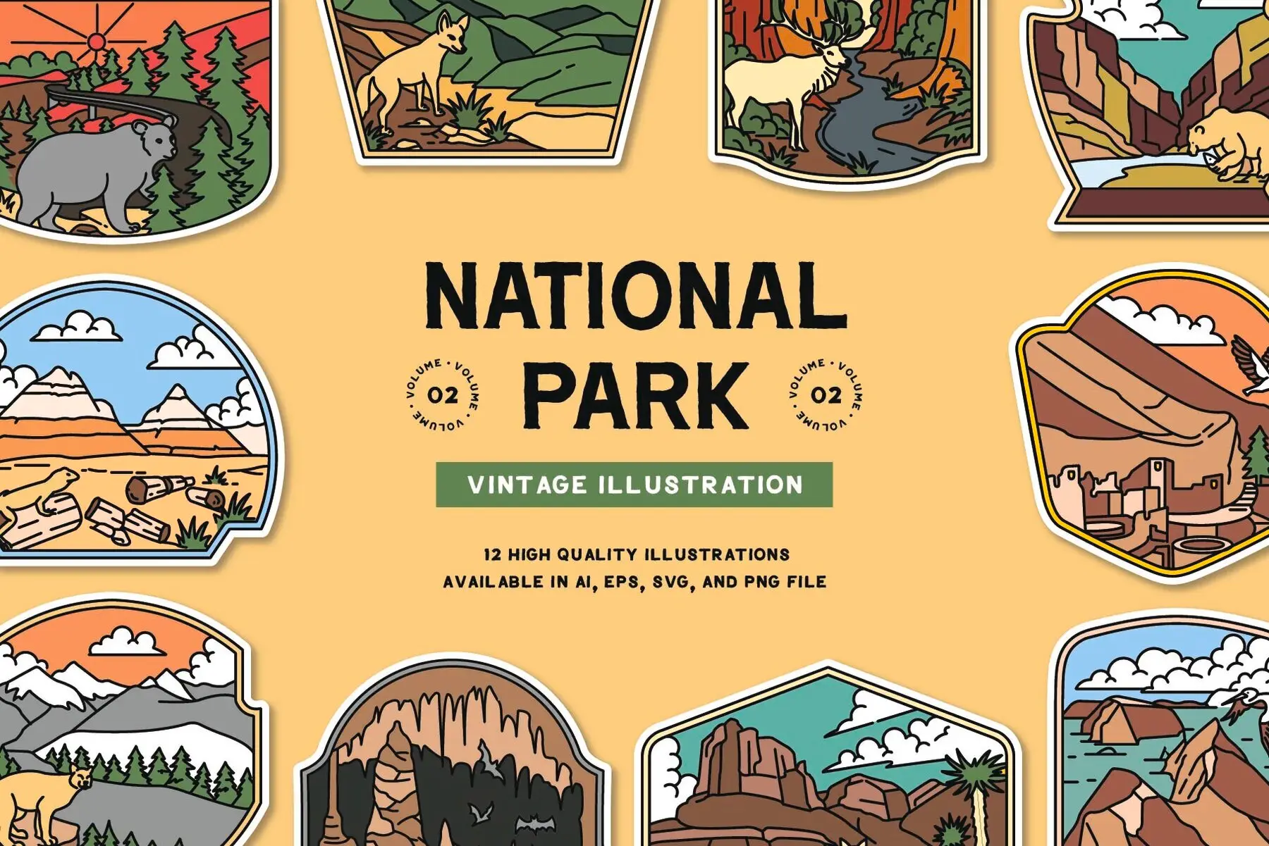 National Park Vintage Illustration