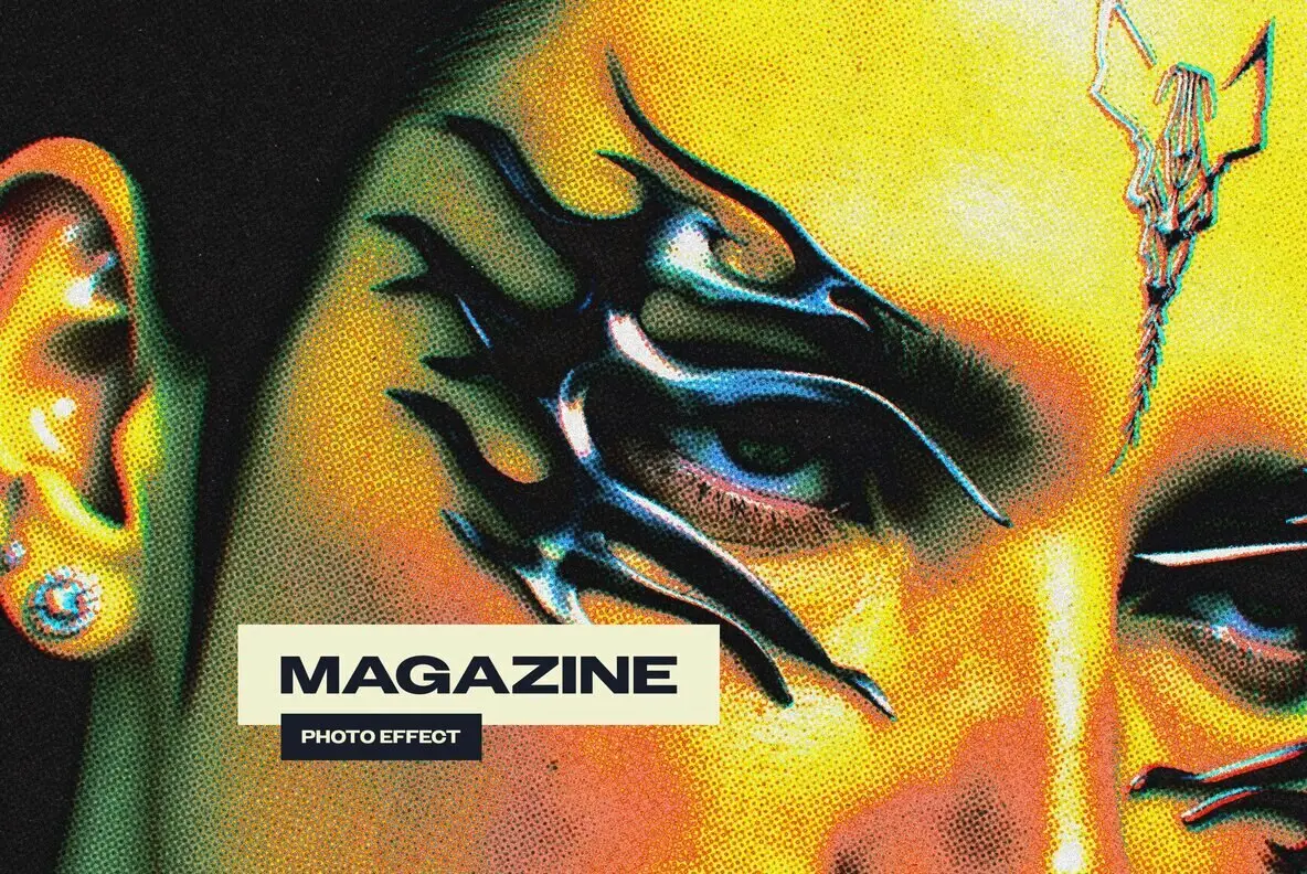 Printed Dots Magazine Photo Effect