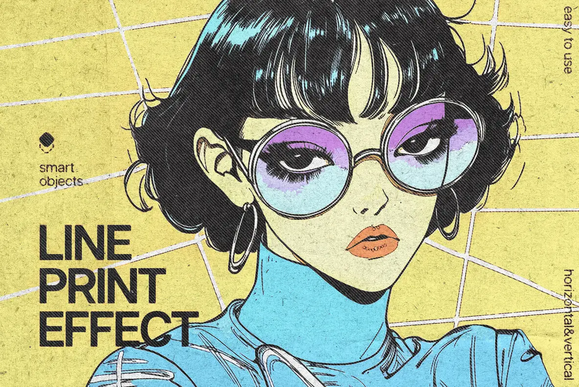 Line Halftone Print Photo Effect