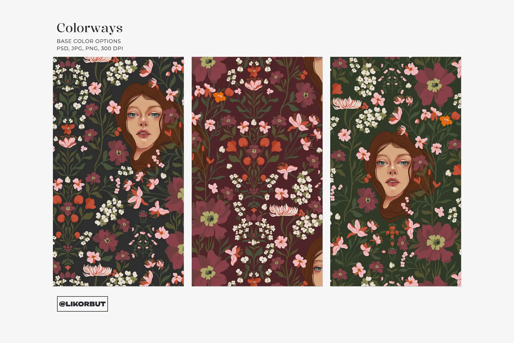 Nymph Art Nouveau Botanical Flower Pattern Patterns - YouWorkForThem