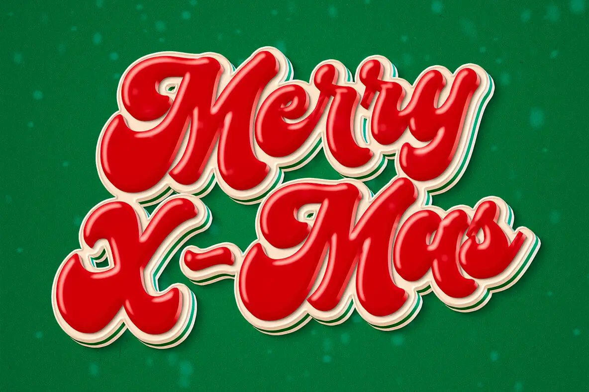 Christmas Glossy Text Effect – Merry X-Mas PSD Template