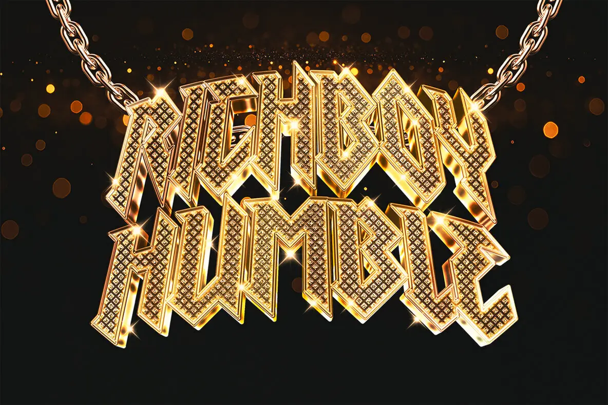 Diamond Chain Text Effect - Luxury Gold PSD Template