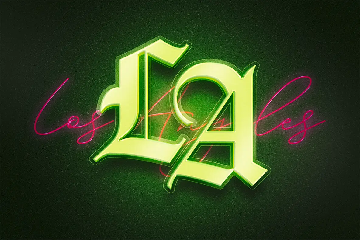 Neon La Text Effect - West Coast Glow Psd Template