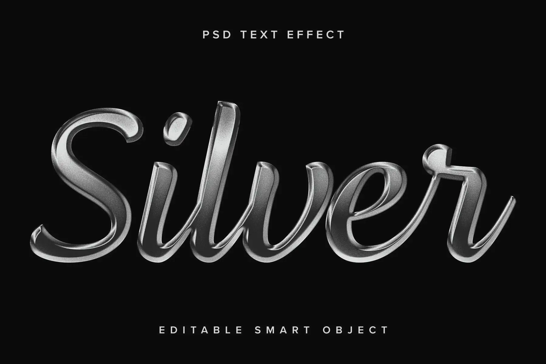 Metallic Textured Silver Text Effect Mockup