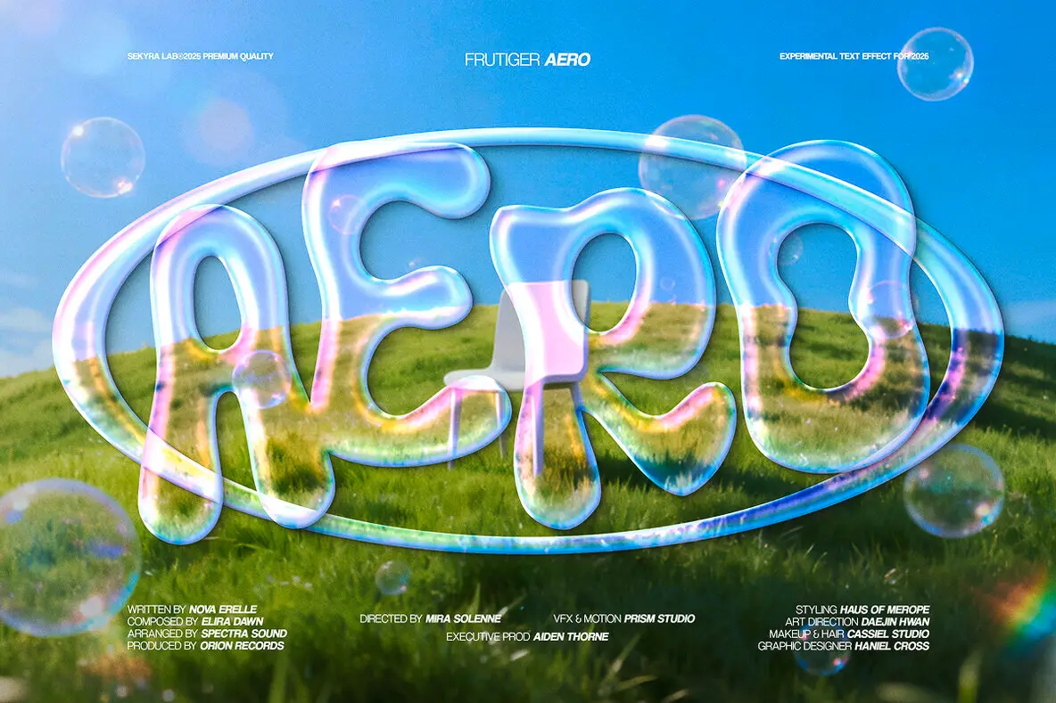 Frutiger Aero Text Effect - Dreamy Glass Typography Psd Template