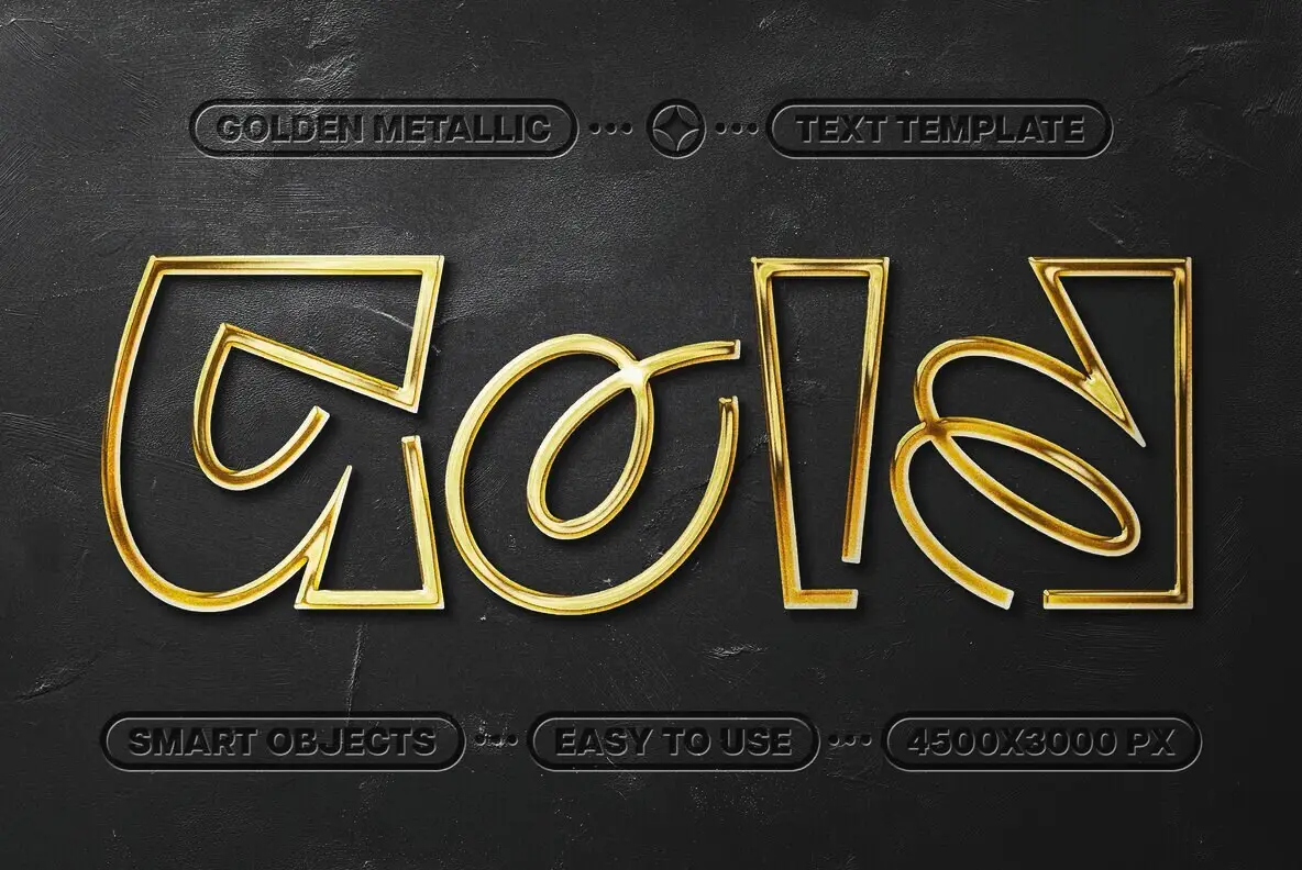 Realistic Gold Metallic Text & Logo Mockup