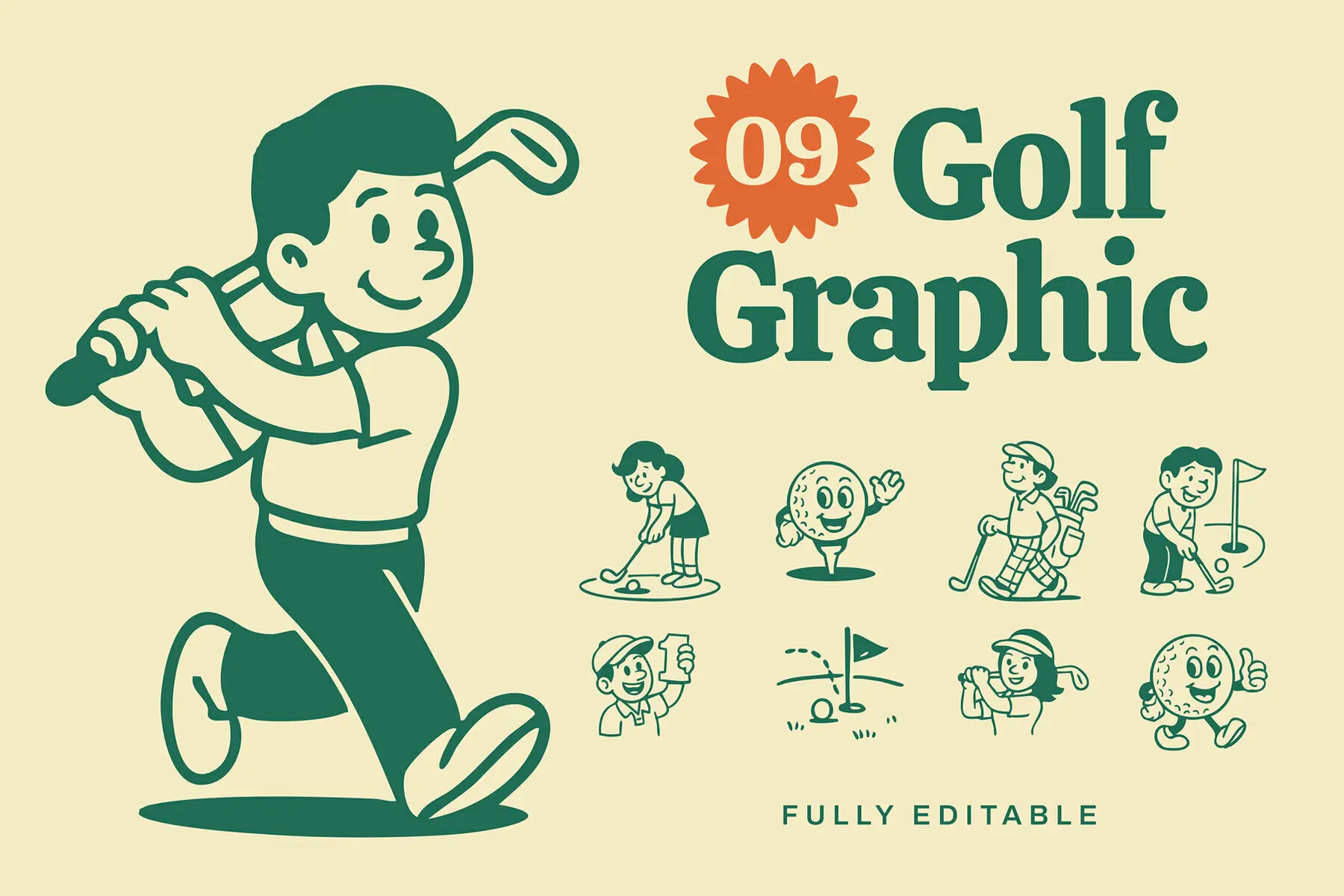 Retro Golf Mascot Illustrations