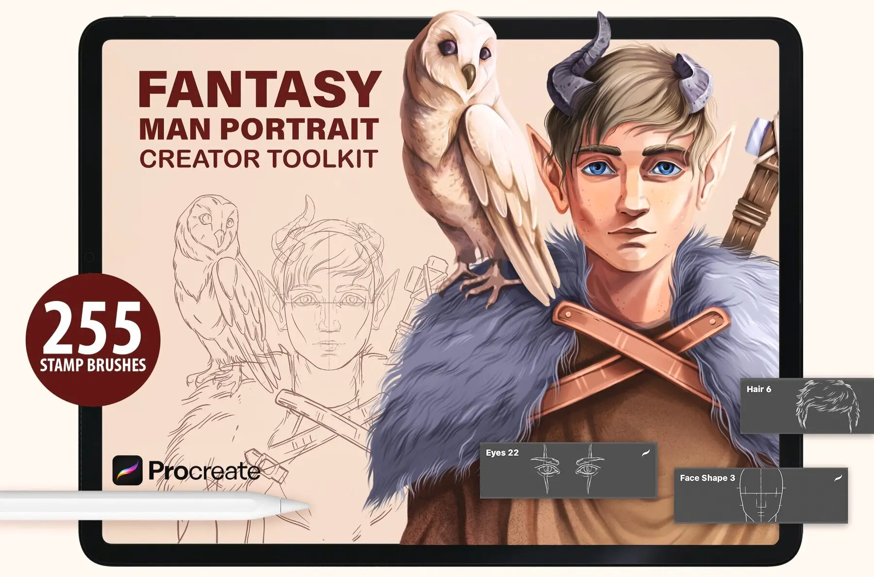 Procreate and PS Fantasy Men Portrait Creator