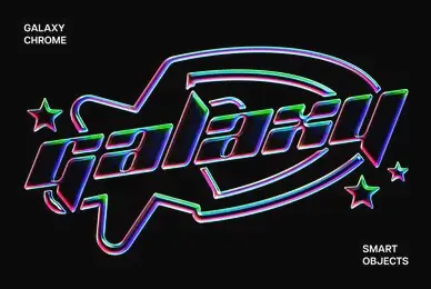 Galaxy Chrome Text and Logo Effect