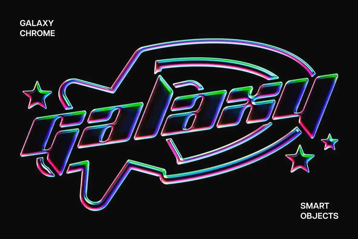 Galaxy Chrome Text and Logo Effect