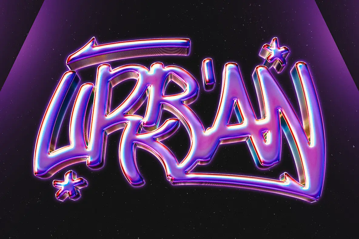 Urban Chrome Text Effect - Futuristic Graffiti PSD Template