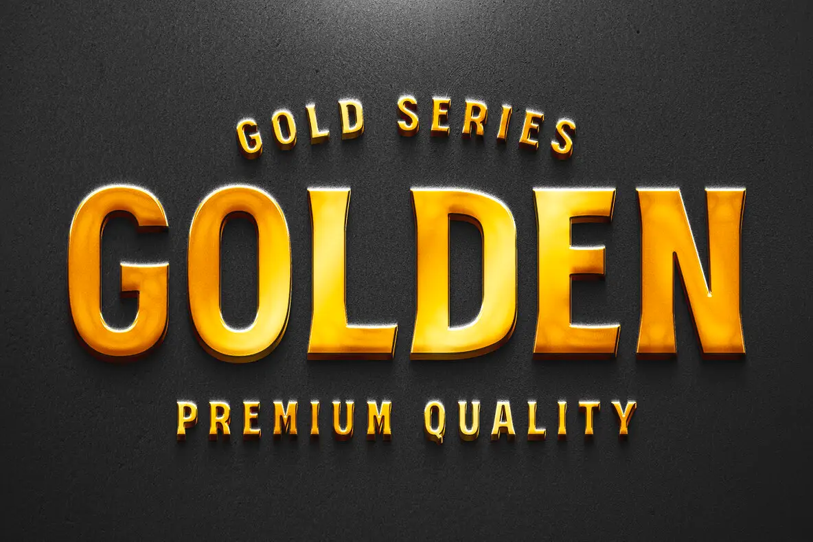 Golden 3D Text Effect - Luxury Metallic PSD Template