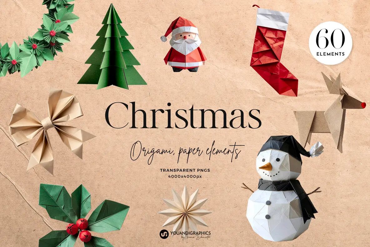 Element Origami Christmas Origami Paper Elements Graphics - YouWorkForThem