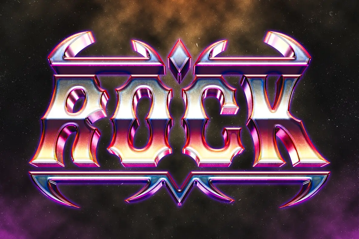 Metal Rock Text Effect - Chrome Fantasy PSD Template