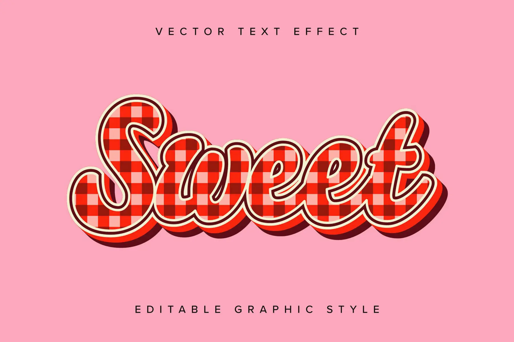 Gingham Text Effect Mockup