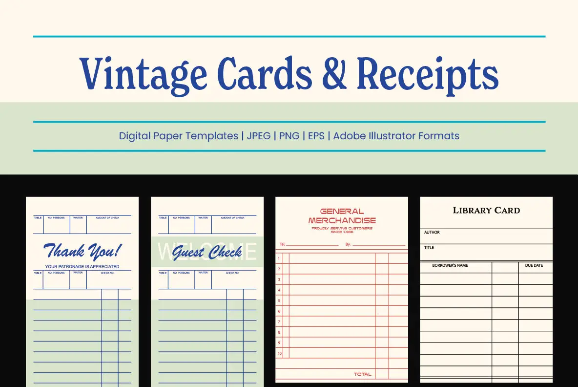 Vintage Cards and Receipts Templates