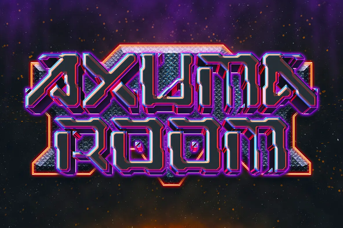 Dark Sci-Fi Chrome Text Effect PSD Template