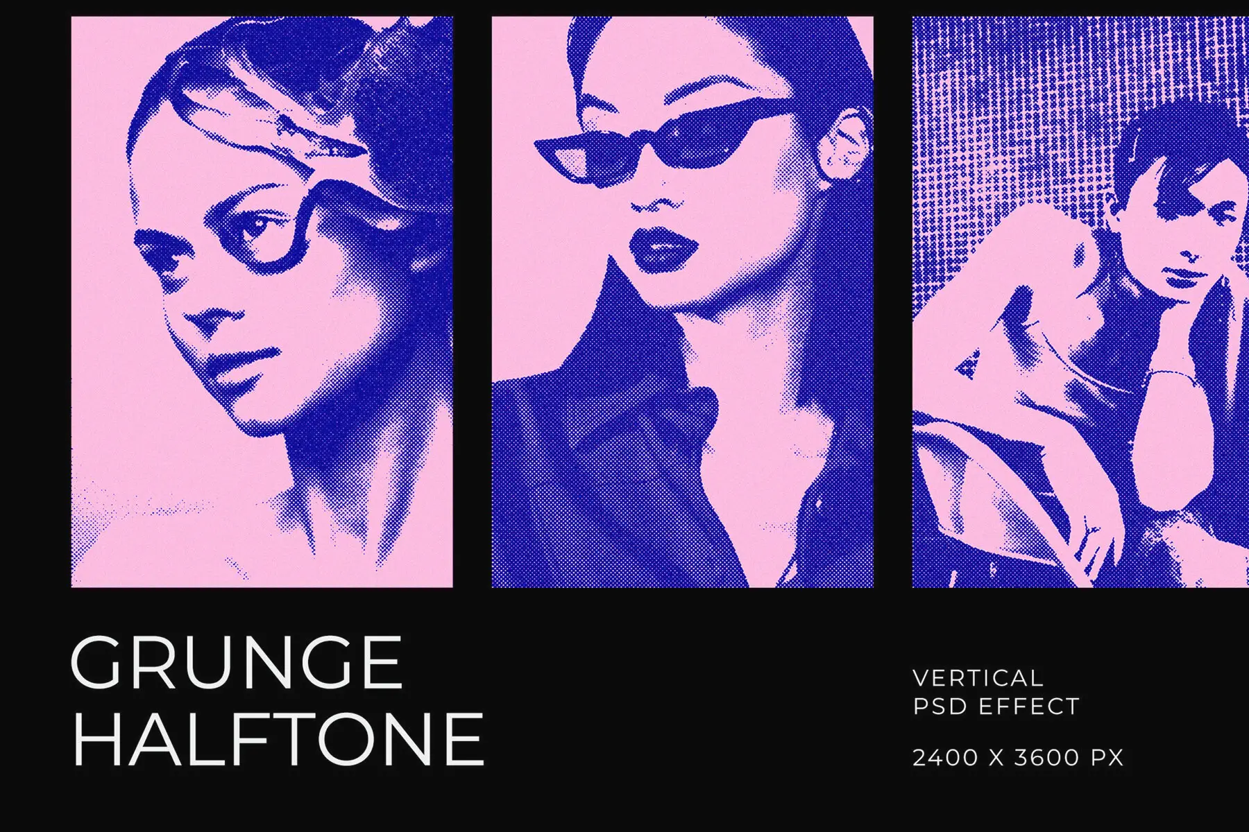 Grunge Halftone Vertical Image Effect Mockup